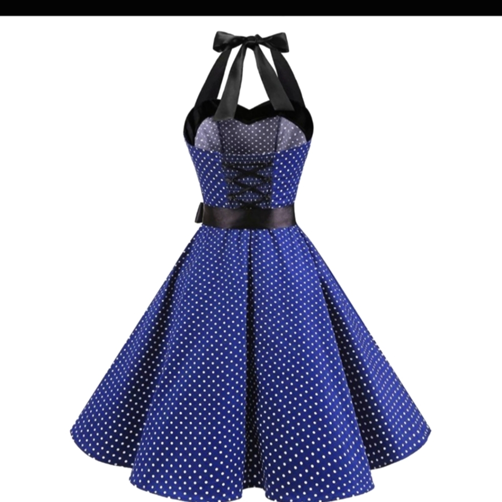 Dark blue retro rockabilly dress xxl